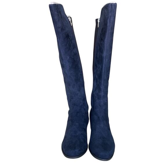 Marc Fisher Suede and Stretch Side Zip Knee-High Boots Navy Size 7.5 Wide - Picture 2 of 7